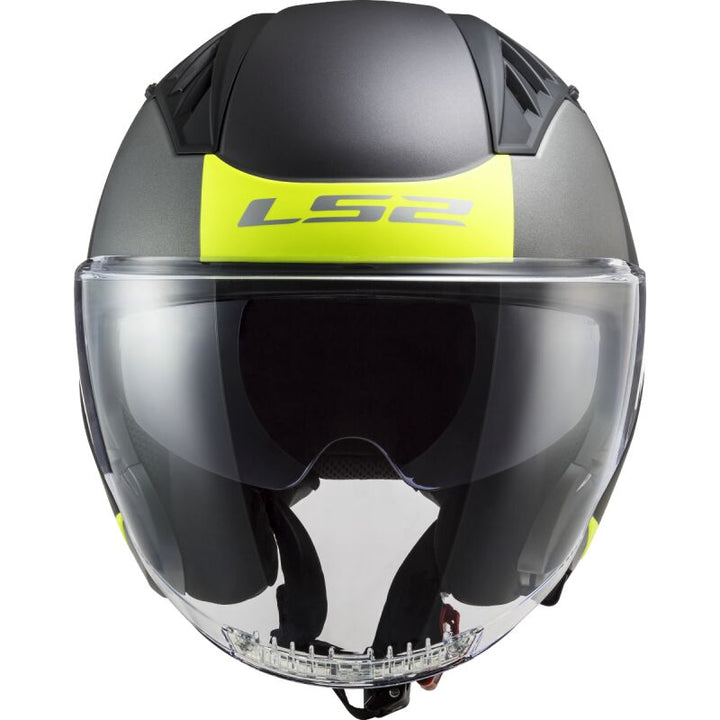 Casco Jet LS2 Copter II - Urbane - Matt Black HI-VIS Yellow