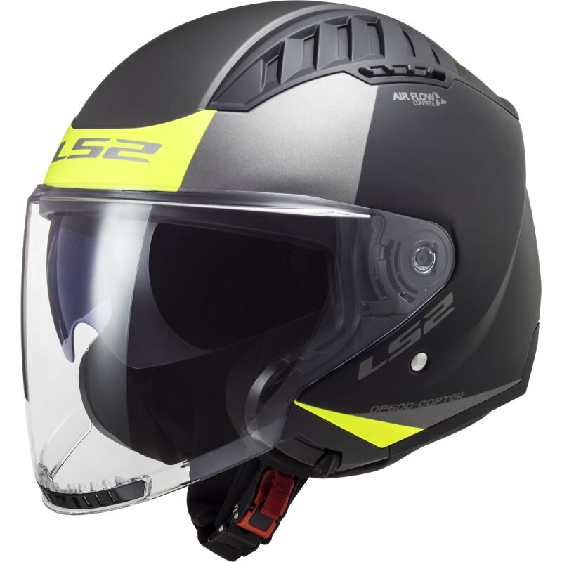 Casco Jet LS2 Copter II - Urbane - Matt Black HI-VIS Yellow