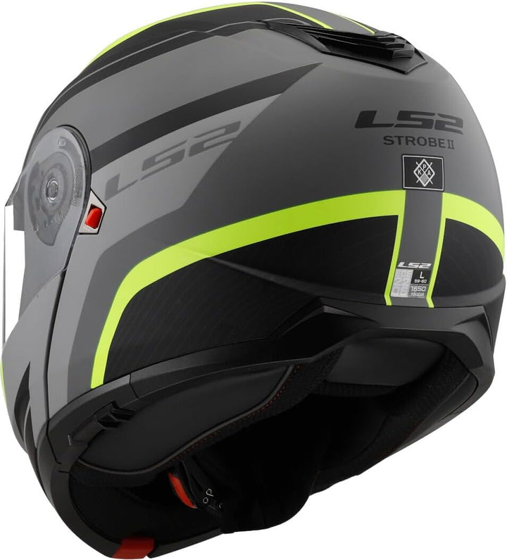 Casco Modulare LS2 STROBE II FF908 - MONZA Matt Black H-V Yellow - Doppia visiera