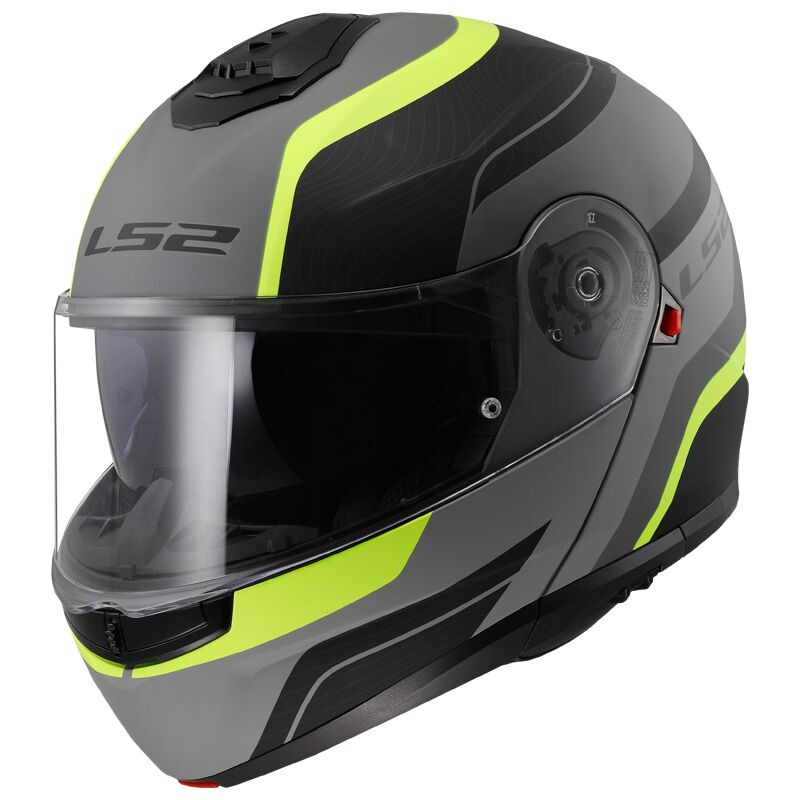 Casco Modulare LS2 STROBE II FF908 - MONZA Matt Black H-V Yellow - Doppia visiera