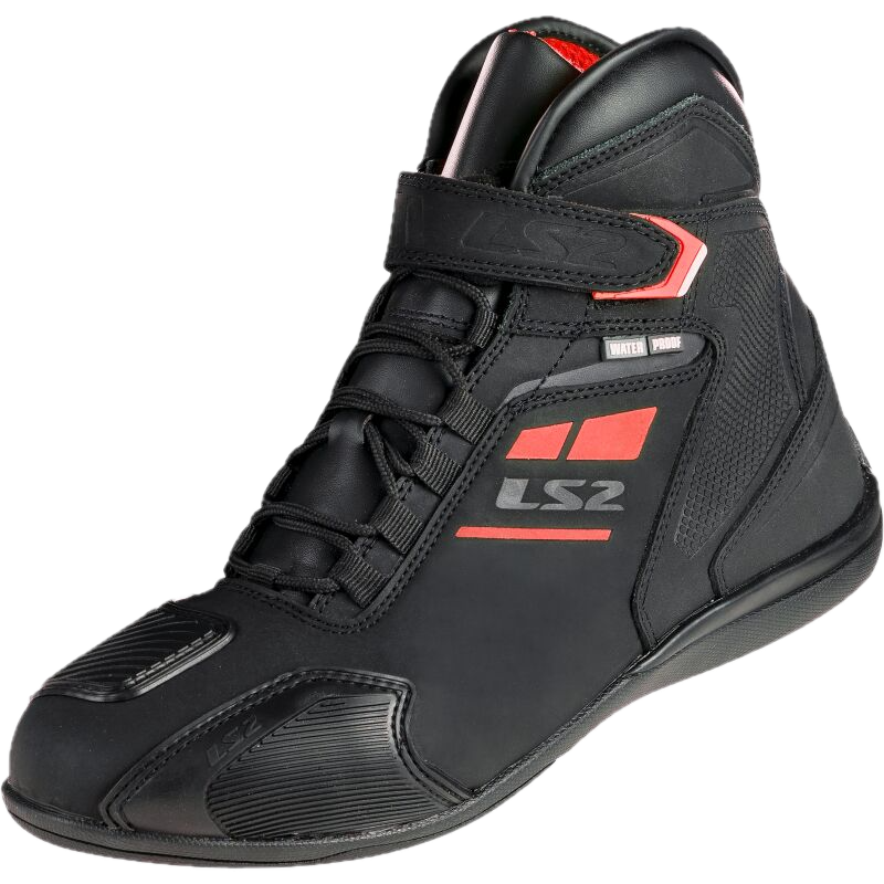 Scarpa Moto Tecnica Sportiva Impermeabile LS2 Garra Man Nero-Rosso WP