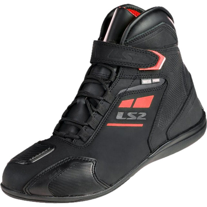 Scarpa Moto Tecnica Sportiva Impermeabile LS2 Garra Man Nero-Rosso WP