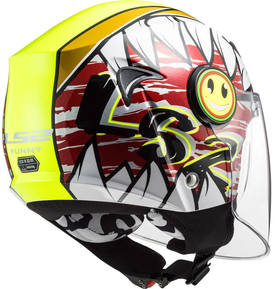 Casco Kid Jet LS2 Funny - Crunch - White HI-VIS Yellow