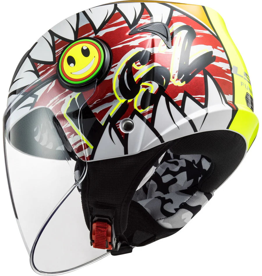 Casco Kid Jet LS2 Funny - Crunch - White HI-VIS Yellow